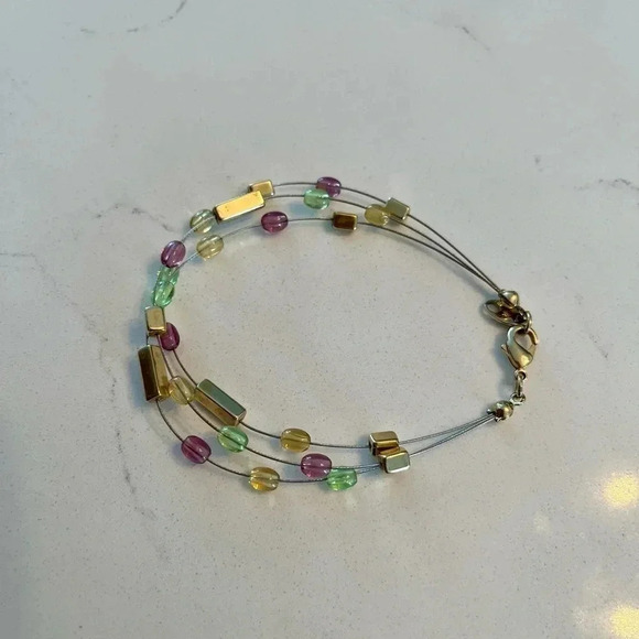 5/20$ Avon vintage bracelet green, purple and gold tone - Picture 3 of 5